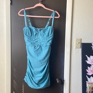 Fashion Nova date night blue dress